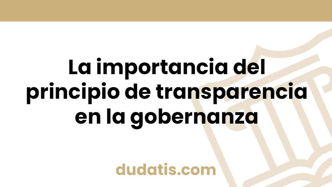 La importancia del principio de transparencia en la gobernanza
